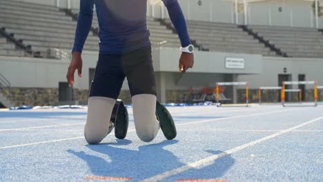 disabled athletic relaxing on a running track 4k