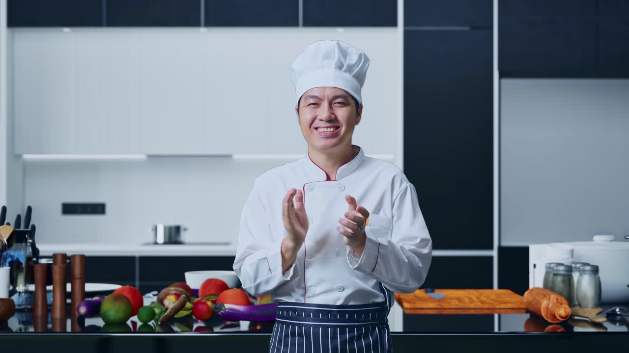 el chef feliz aplaudiendo