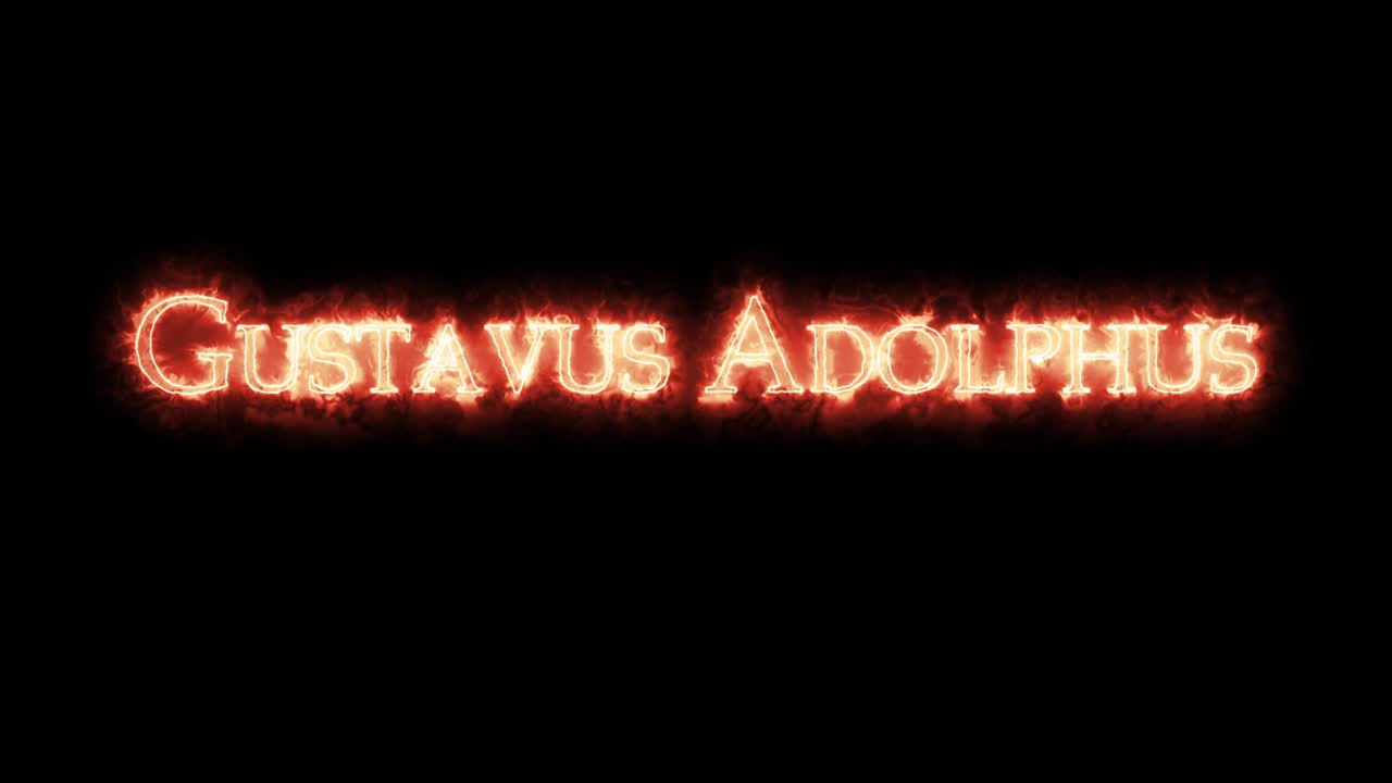 gustavus adolphus escrito con un bucle de fuego.