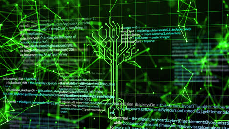 animation of integrated circuit over data processing on digital screen