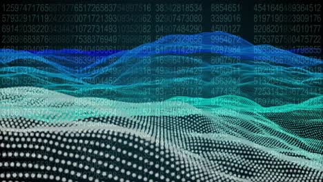 animación de ondas sobre código binario en fondo negro