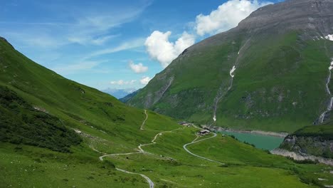 a beautiful green valley in the alps of austria called mooserboden