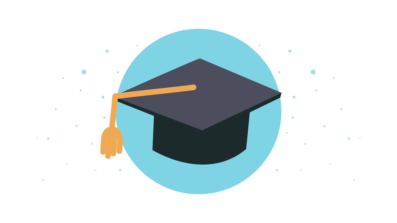 animazione di ritorno a scuola con cappello di laurea