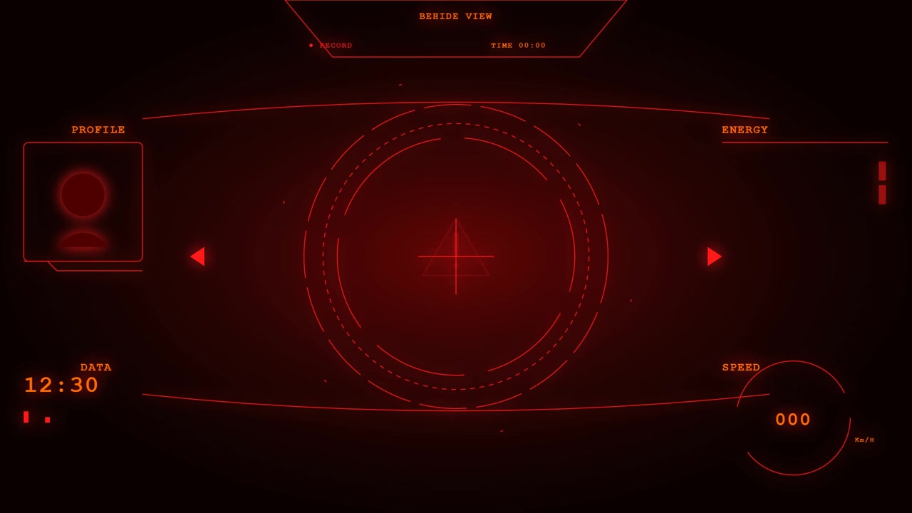 Futuristic Red Digital Heads-Up Display Interface
