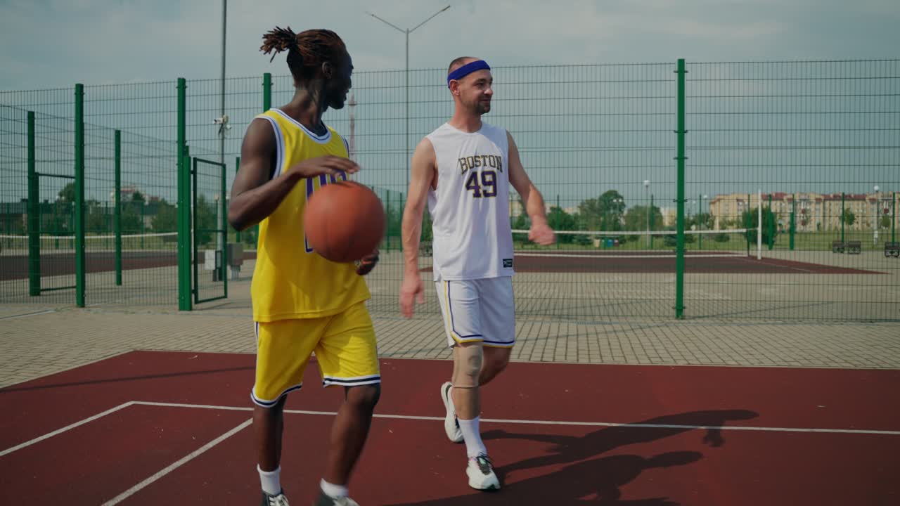Basketball players on the court