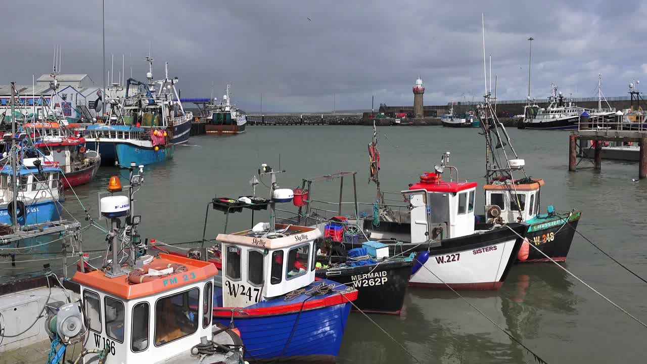 Dunmore East Waterford small fishing boats waiting for good weather to go fishing in the Celtic Sea