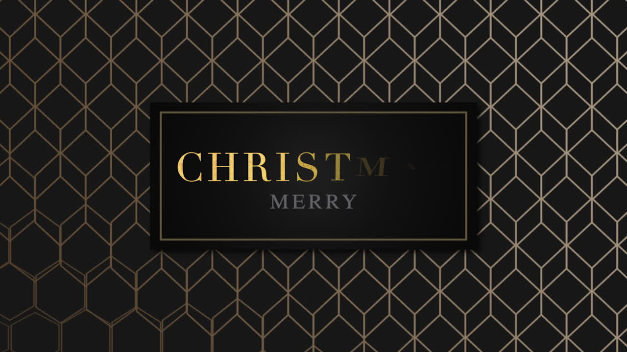 큐브 패턴에 골드 프레임이 있는 메리 크리스마스