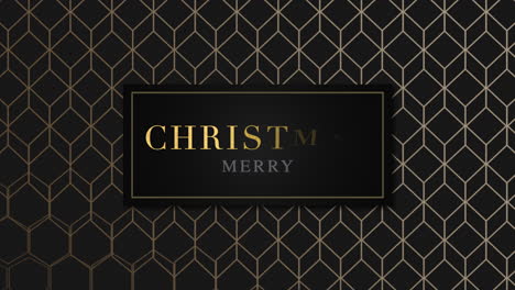 merry christmas with gold frame on cubes pattern