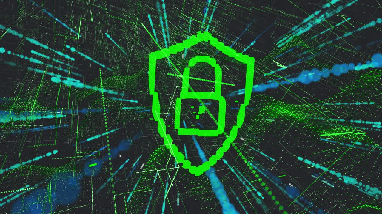 animación del candado de seguridad en línea sobre el procesamiento de datos
