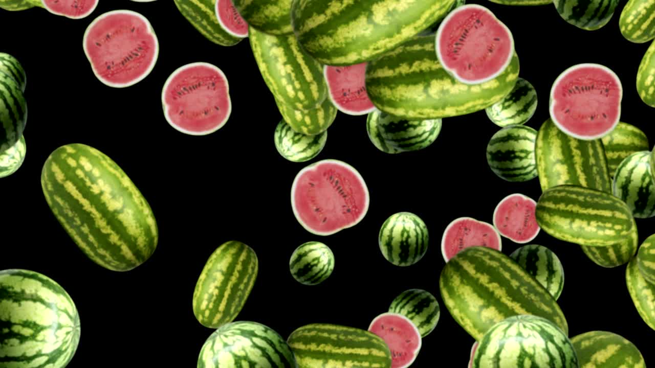 떨어지는 수박 배경, 루프, 60fps, 알파 채널