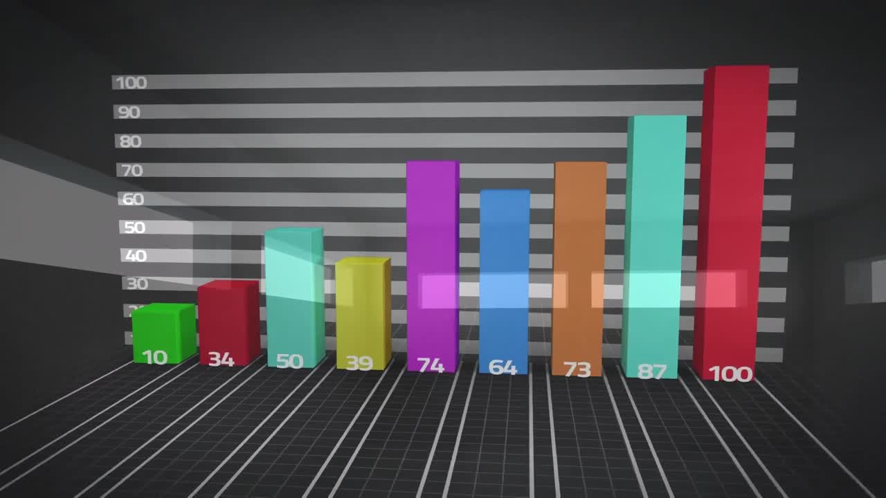 animación de estadísticas y procesamiento de datos sobre un fondo gris
