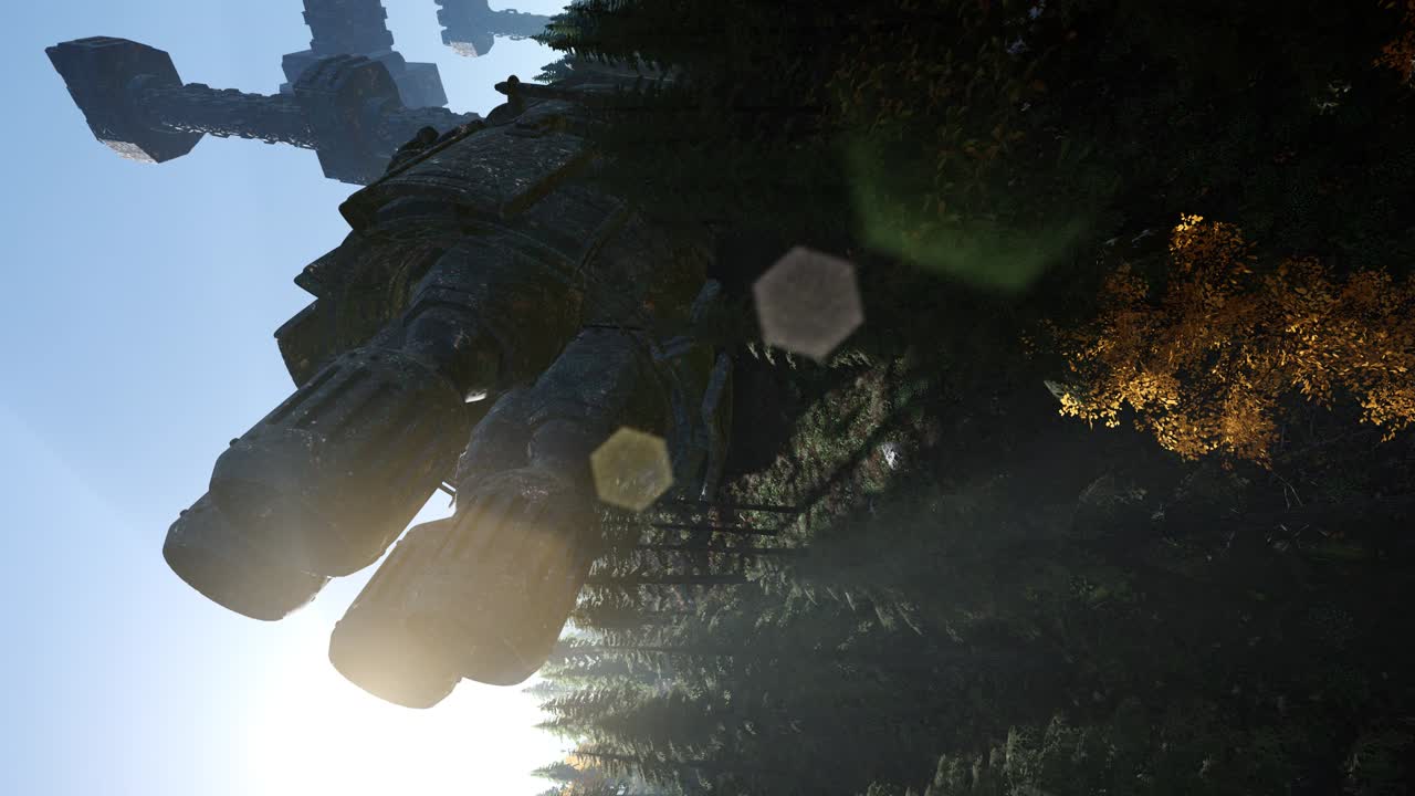 ufo가 숲에 추락했습니다. 수직 형식