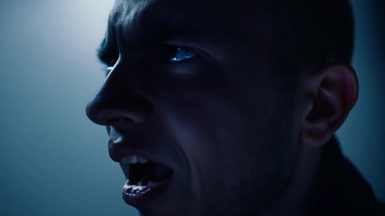 un hombre gritando de terror