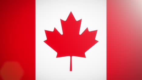 the flag of canada, flat simple style, with a bright light flare crossing its surface