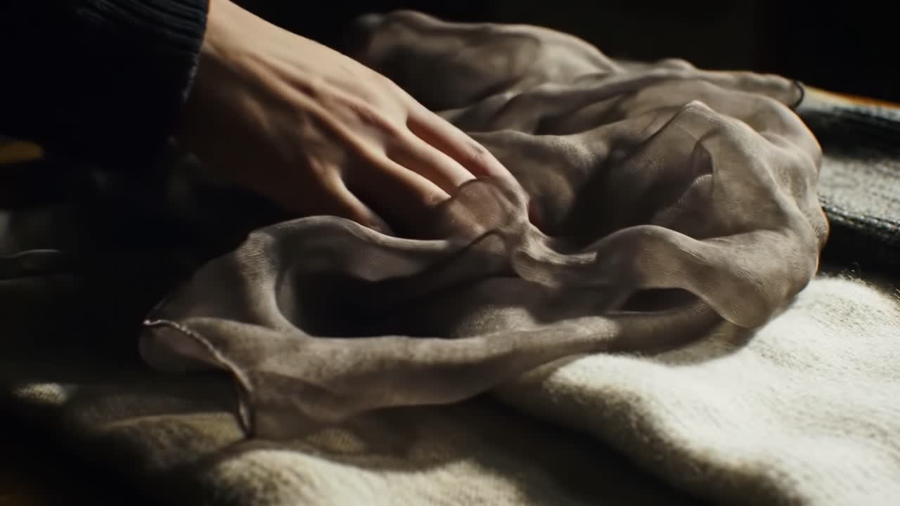 A Close-Up View of Elegant Textiles: Showcasing Layers of Soft Fabrics and Delicate Drapery, Highlighting the Richness of Material and Design in a Warm Atmosphere