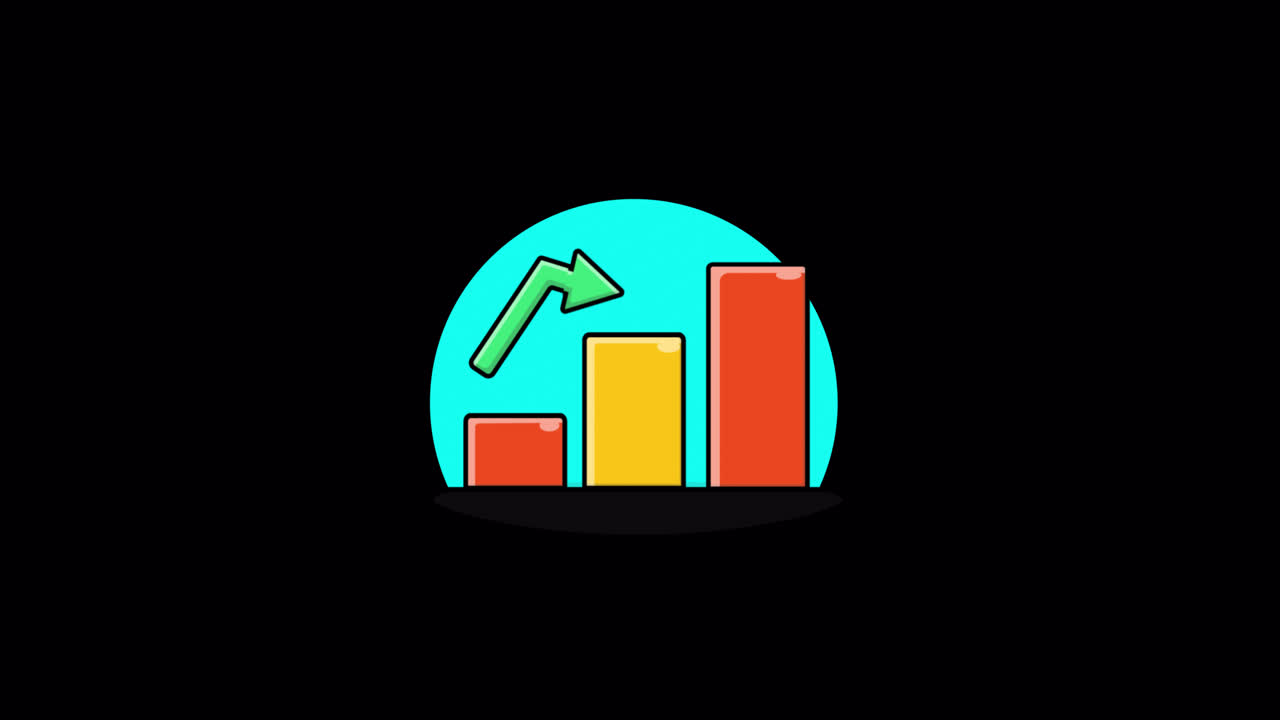 Animated Bar Chart with Growing and Declining Arrow