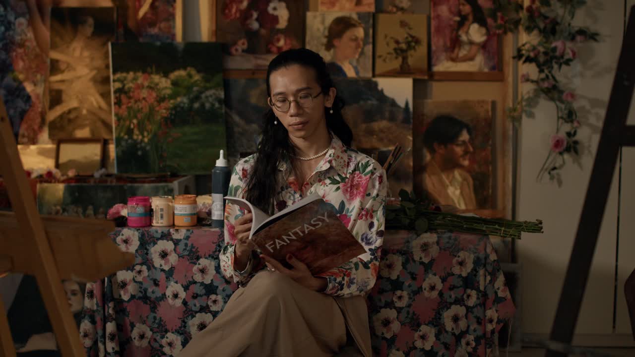 Artist Reading in Art Studio