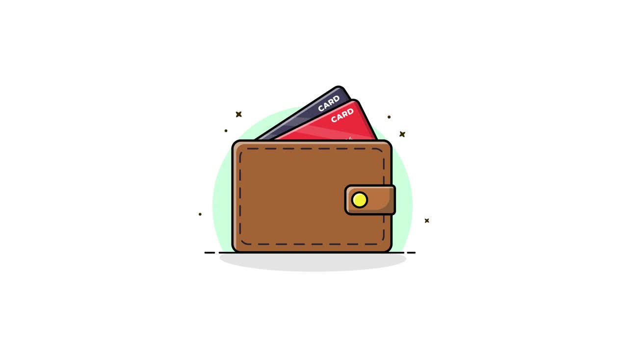 Cartoon Wallet with Credit Cards Animation