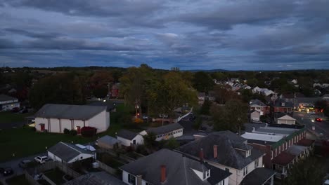townhouses in usa town at dusk
