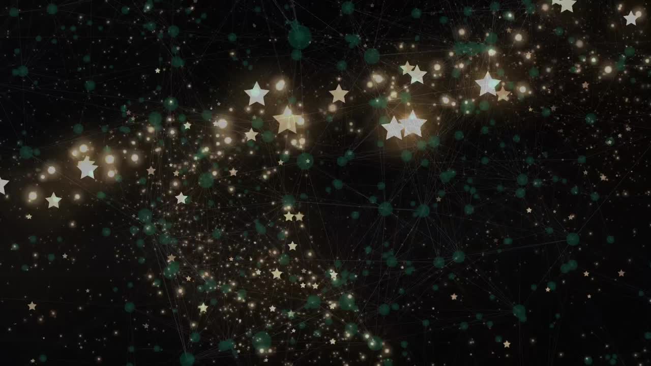 animación de puntos y conexiones sobre fondo negro