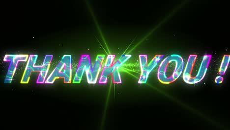 animación de gracias y luces sobre fondo negro