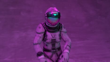 astronaut dancing in neon lights