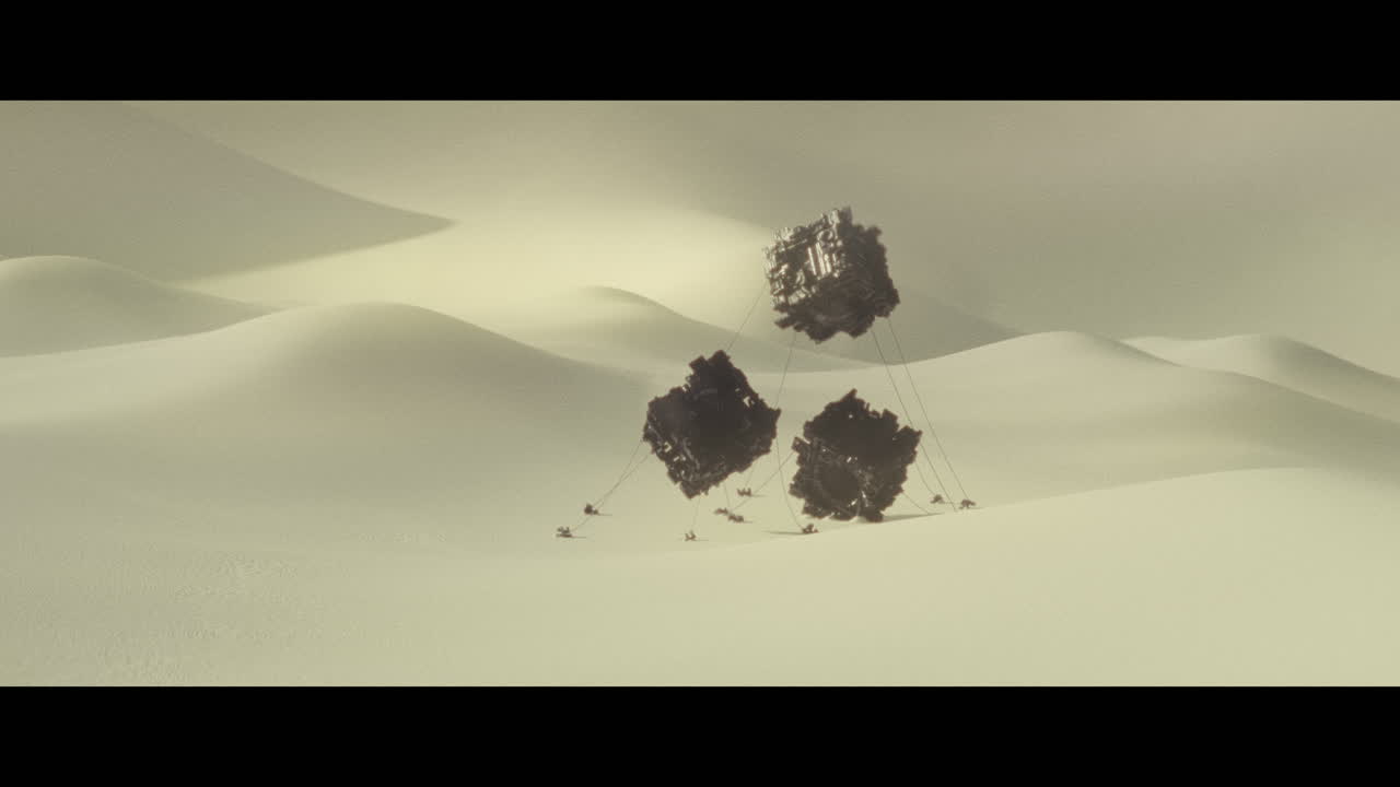 Huge alien qube artifacts in the desert