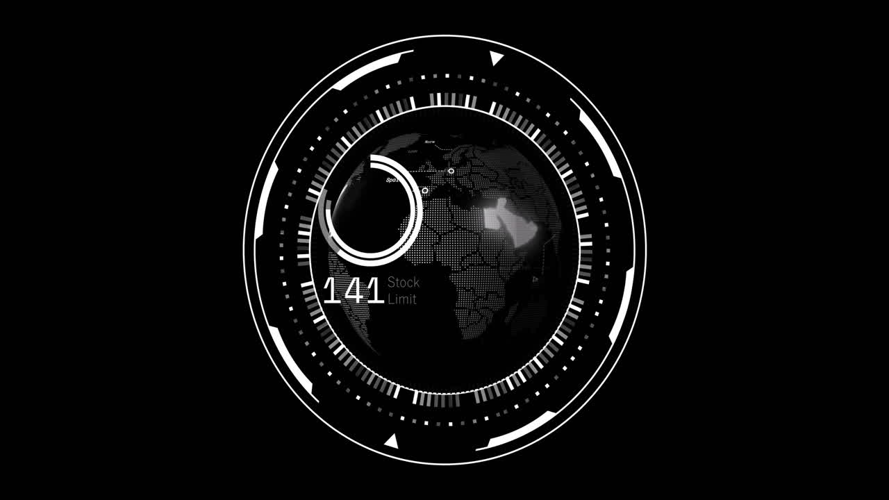 검은색 배경에서 범위 스캔과 데이터 처리의 애니메이션