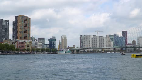 Strange-amphibious-water-bus-on-the-river-at-the-port-of-Rotterdam