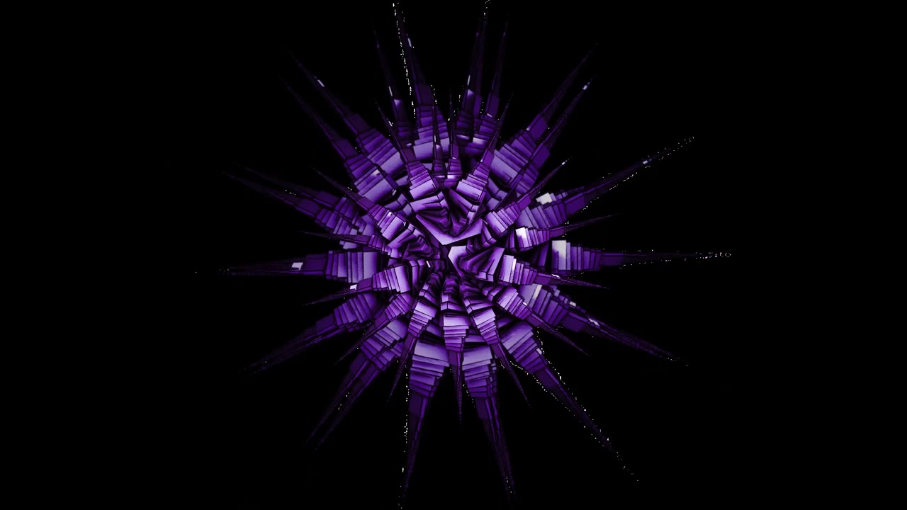 Animation of kaleidoscopic purple shapes moving on black background