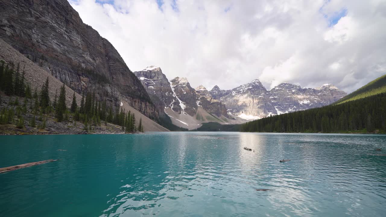 Moraine Lake With Turquoise Water In Banff National Park, Lake Louise, Alberta, Canada. - wide shot