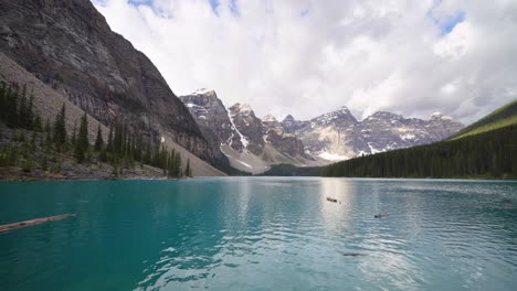 moraine lake with turquoise water in banff national park, lake louise, alberta, canada. - wide shot