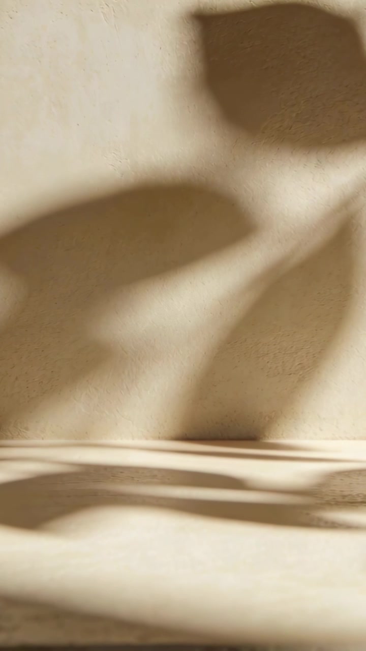 Video verticale: Ombre di foglie in movimento che scivolano lungo una parete vicino a una finestra sopra un lenzuolo, con la luce del sole che cambia.