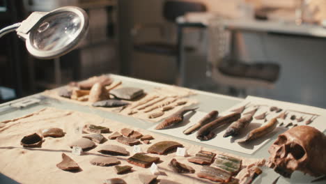 laboratorio equipado para la investigación arqueológica de artefactos antiguos