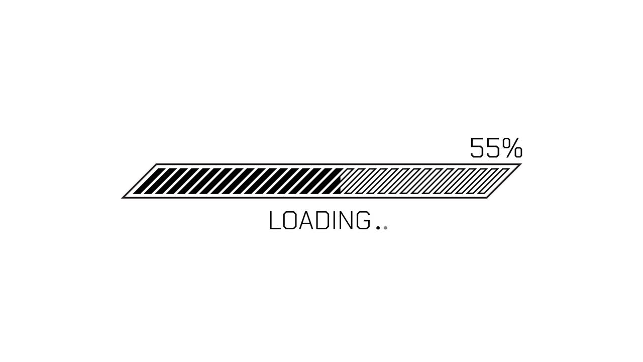 Digital Loading Bar Animation Progressing from 0 to 100 Percent