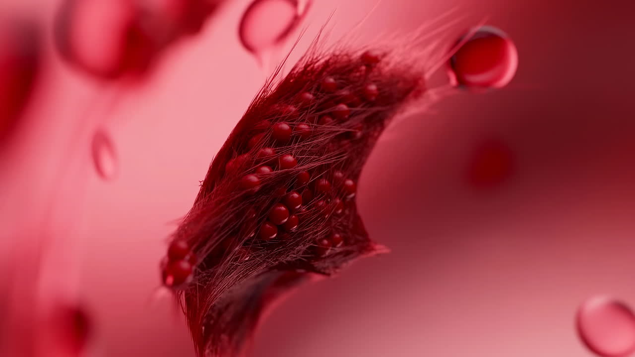 Detailed Microscopic View of a Red Biological Cell Structure