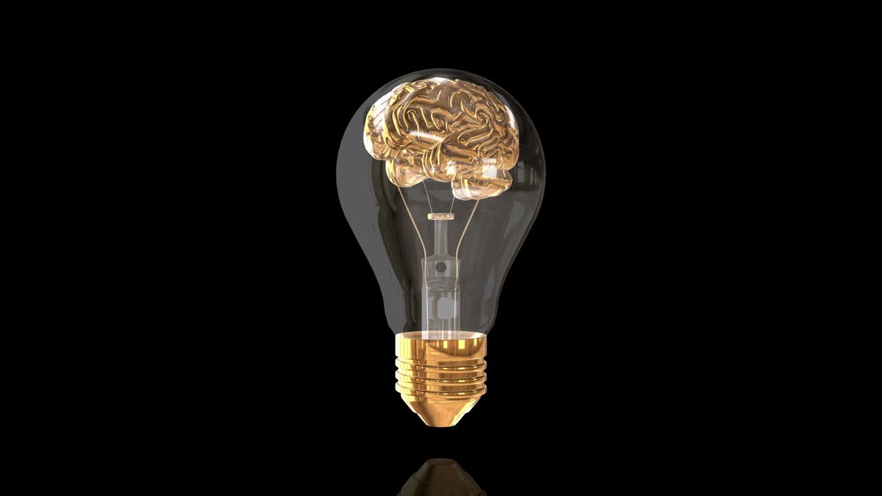 renderizado en 3d de un cerebro en el giro de una bombilla.