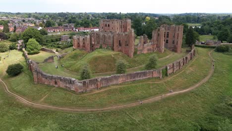 kenilworth castle english heritage historical landmark. aerial orbit