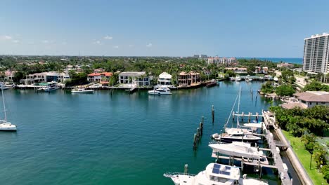 aerial-push-over-yachts,-boca-raton-florida