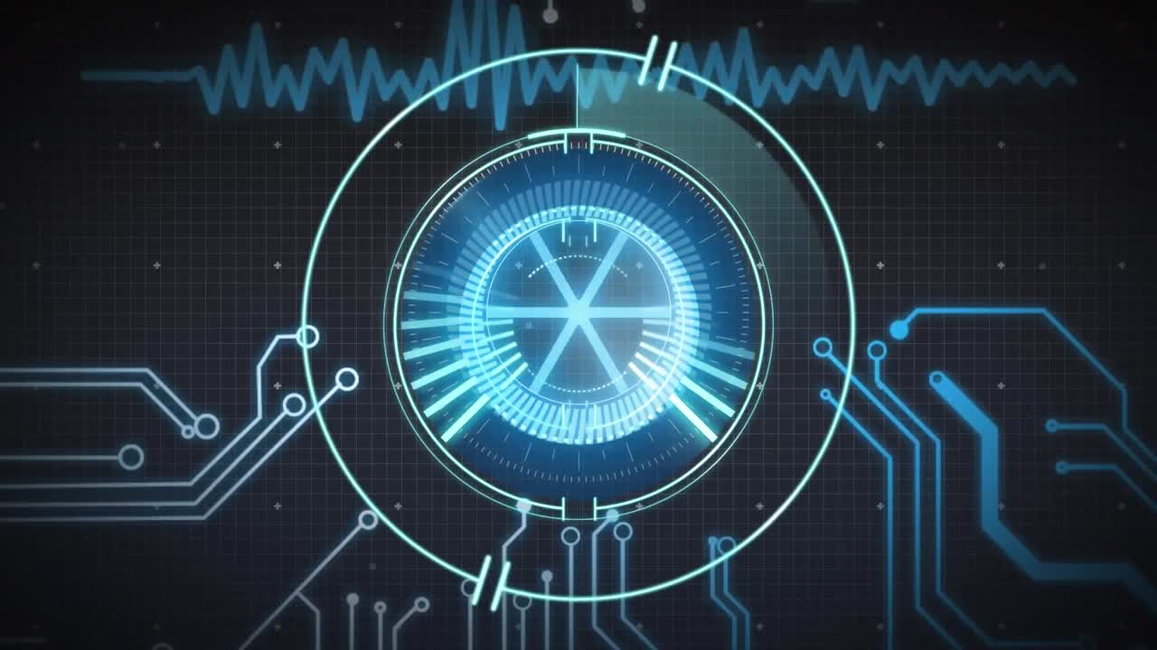 animación del escaneo de alcance sobre el procesamiento de datos y la red de conexiones
