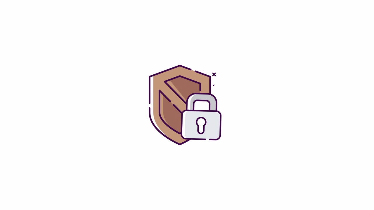 Animated Shield and Padlock Icon for Digital Security