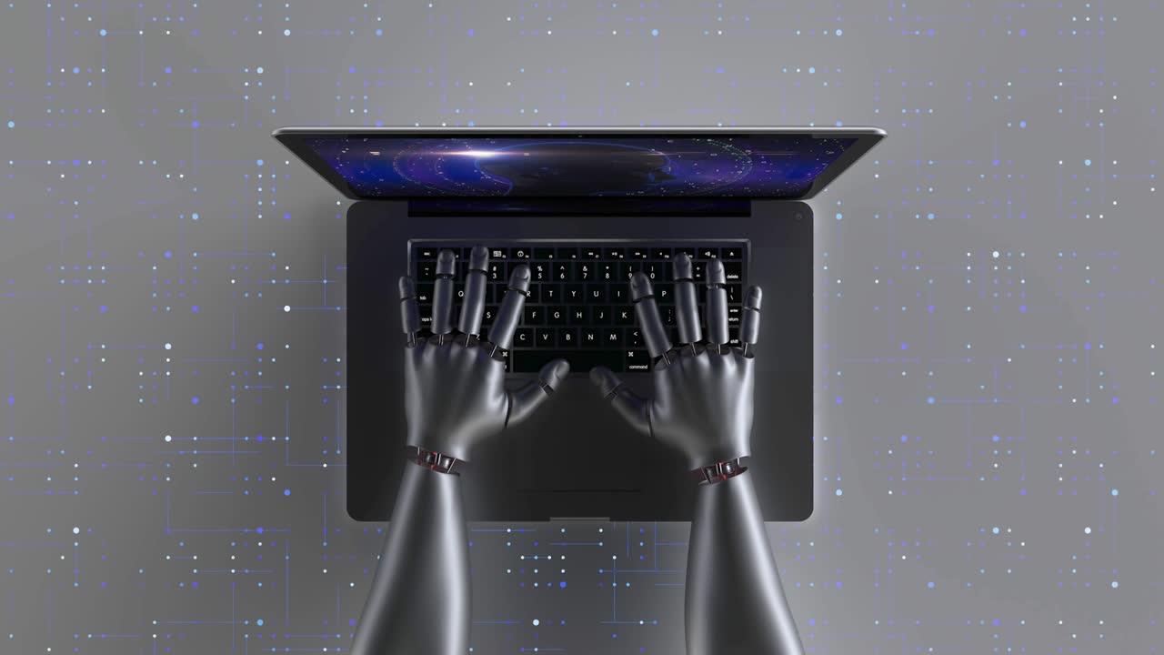 manos robóticas avanzadas que utilizan computadora portátil