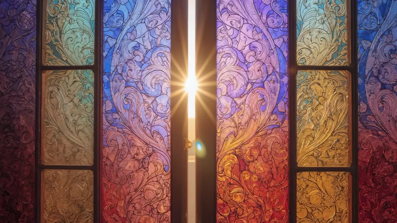Stained Glass Window with Sunlight