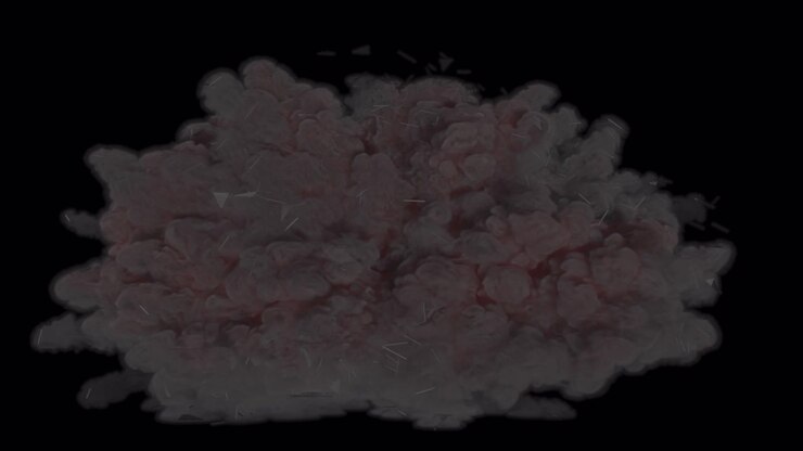 Esplosione di fumo e particelle