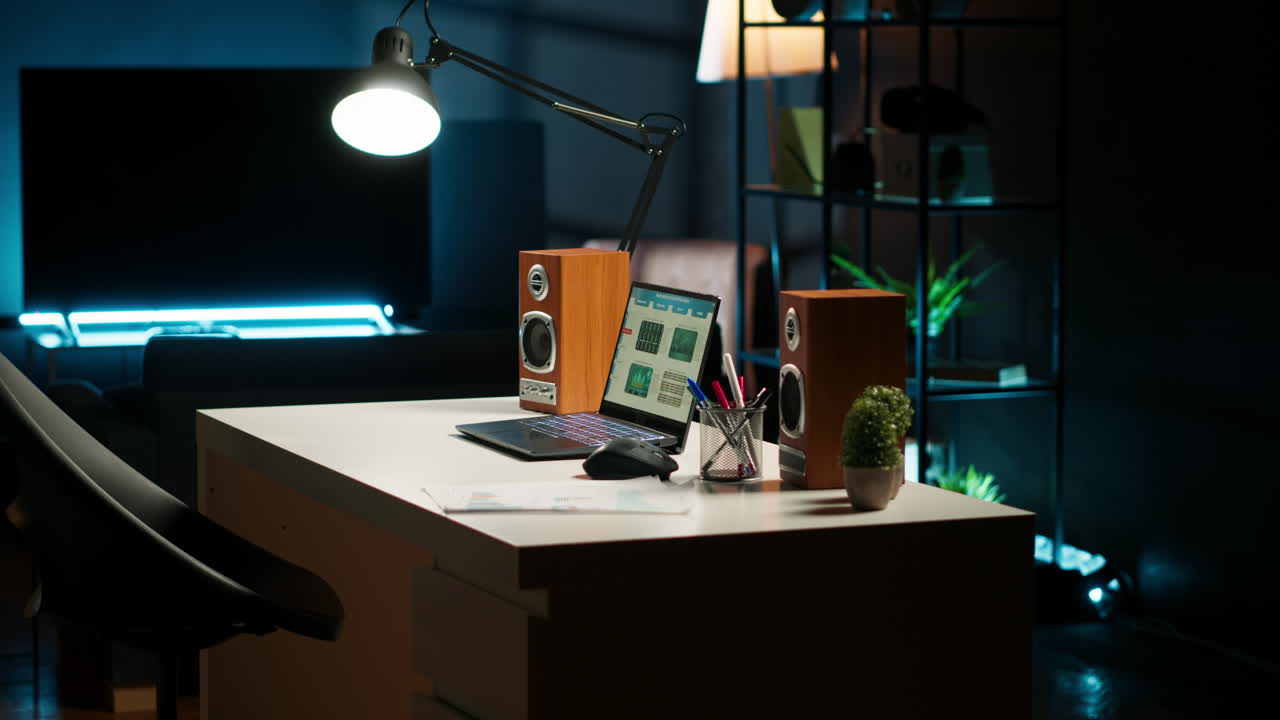 apartamento contemporáneo con un diseño minimalista de oficina en el hogar