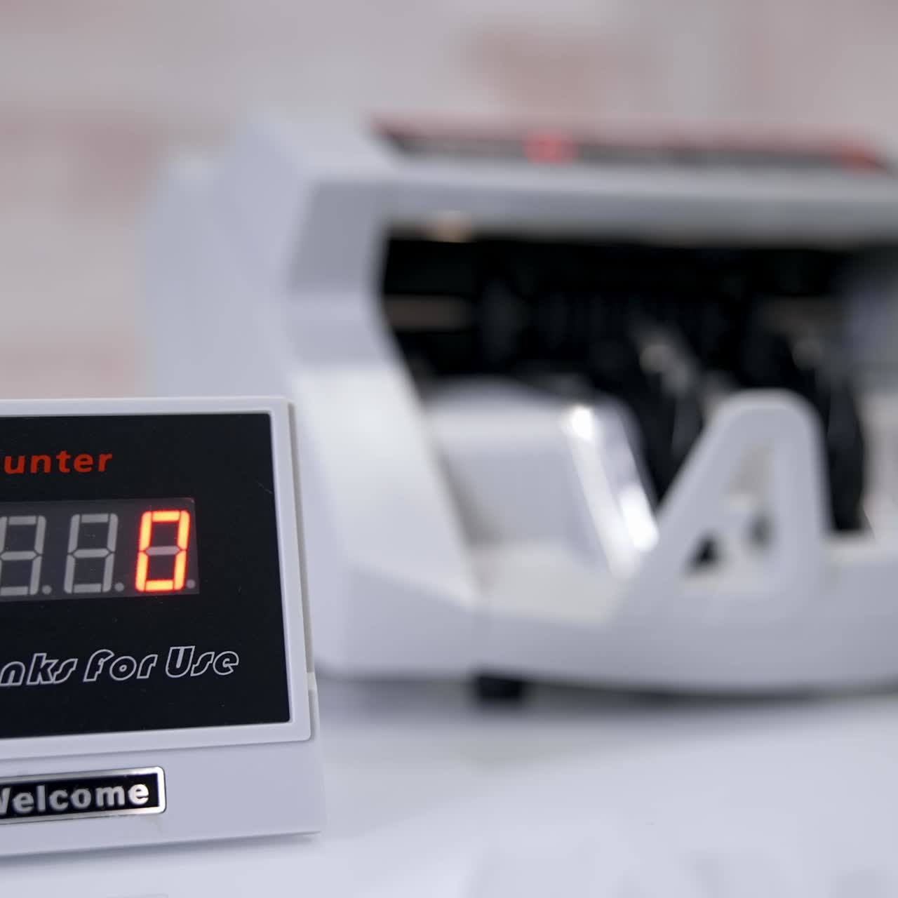 Machine for counting money. Euros banknotes. Finance concept. Mechanism for bank financial operations