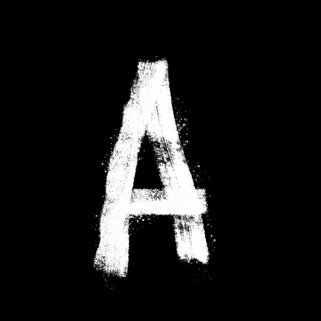 Animated White Brush Stroke Letter A on Black Background
