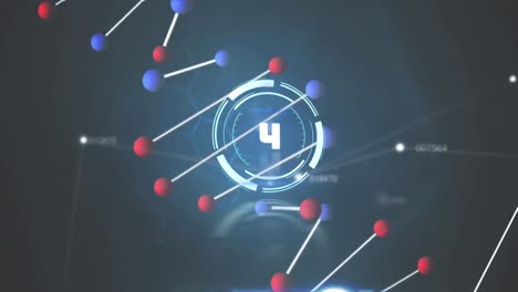 animación de la cuenta atrás, la cadena de adn y el procesamiento de datos