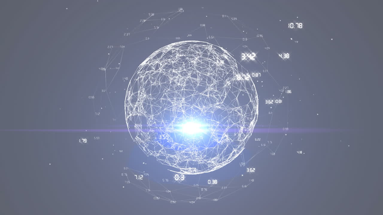 Glowing sphere showing network connections and data points in animation