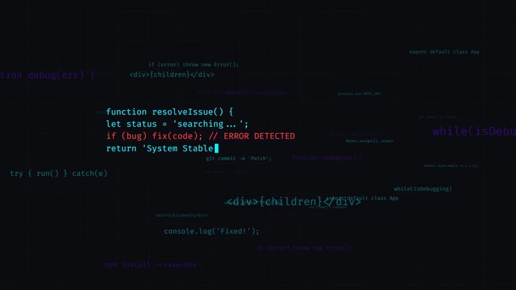 Programming Code Snippets Floating on Dark Background